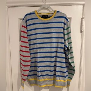 Brooks Brothers Gray and Blue Supima Cotton Sweater